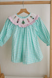 Mint christmas nutcracker hand smocked gingham dress - Aaria Tees Aaria Tees