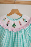Mint christmas nutcracker hand smocked gingham dress - Aaria Tees Aaria Tees