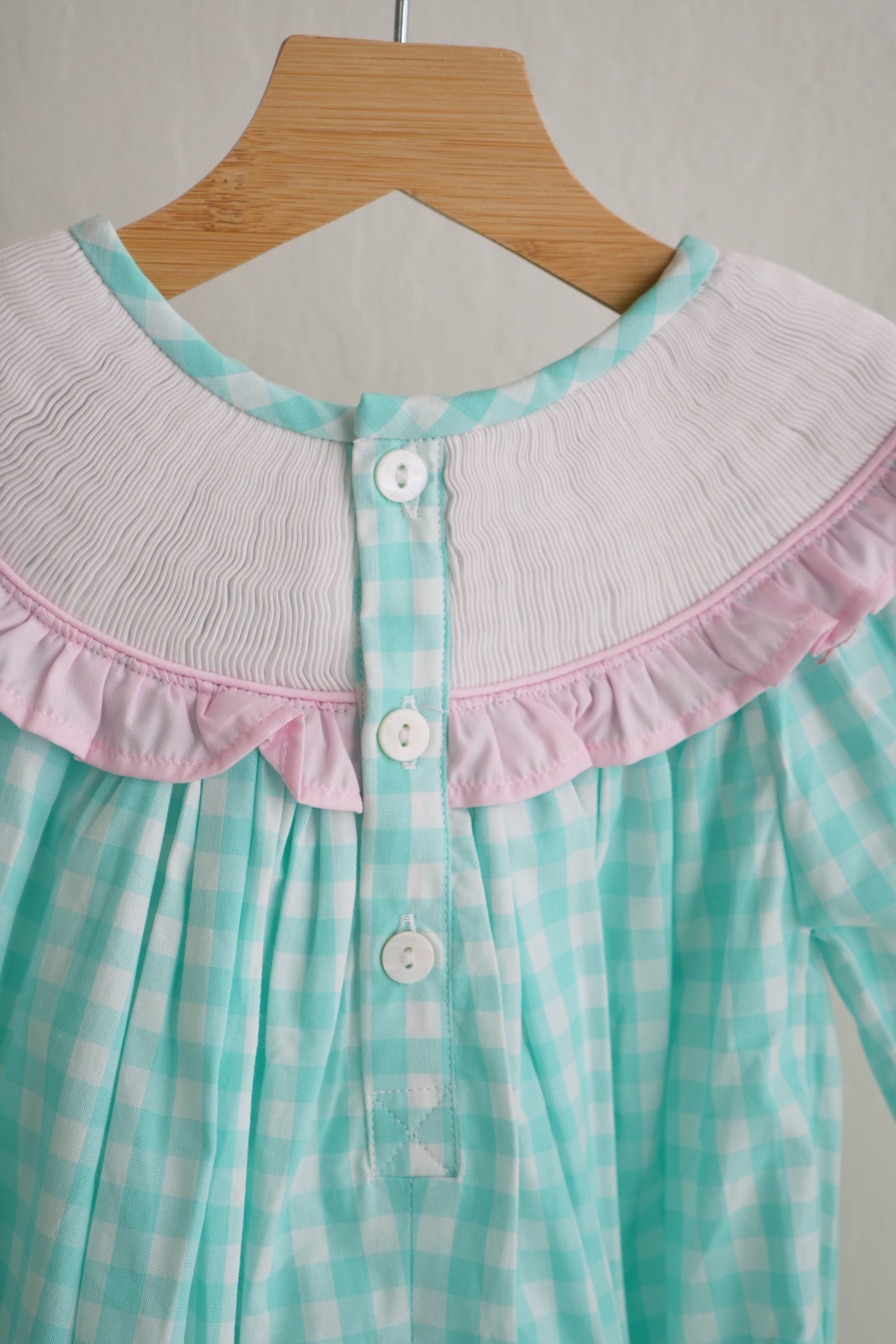 Mint christmas nutcracker hand smocked gingham dress - Aaria Tees Aaria Tees