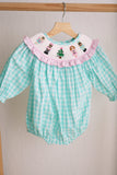 Mint christmas nutcracker hand smocked gingham bubble - Aaria Tees Aaria Tees