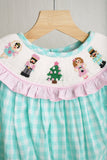 Mint christmas nutcracker hand smocked gingham bubble - Aaria Tees Aaria Tees