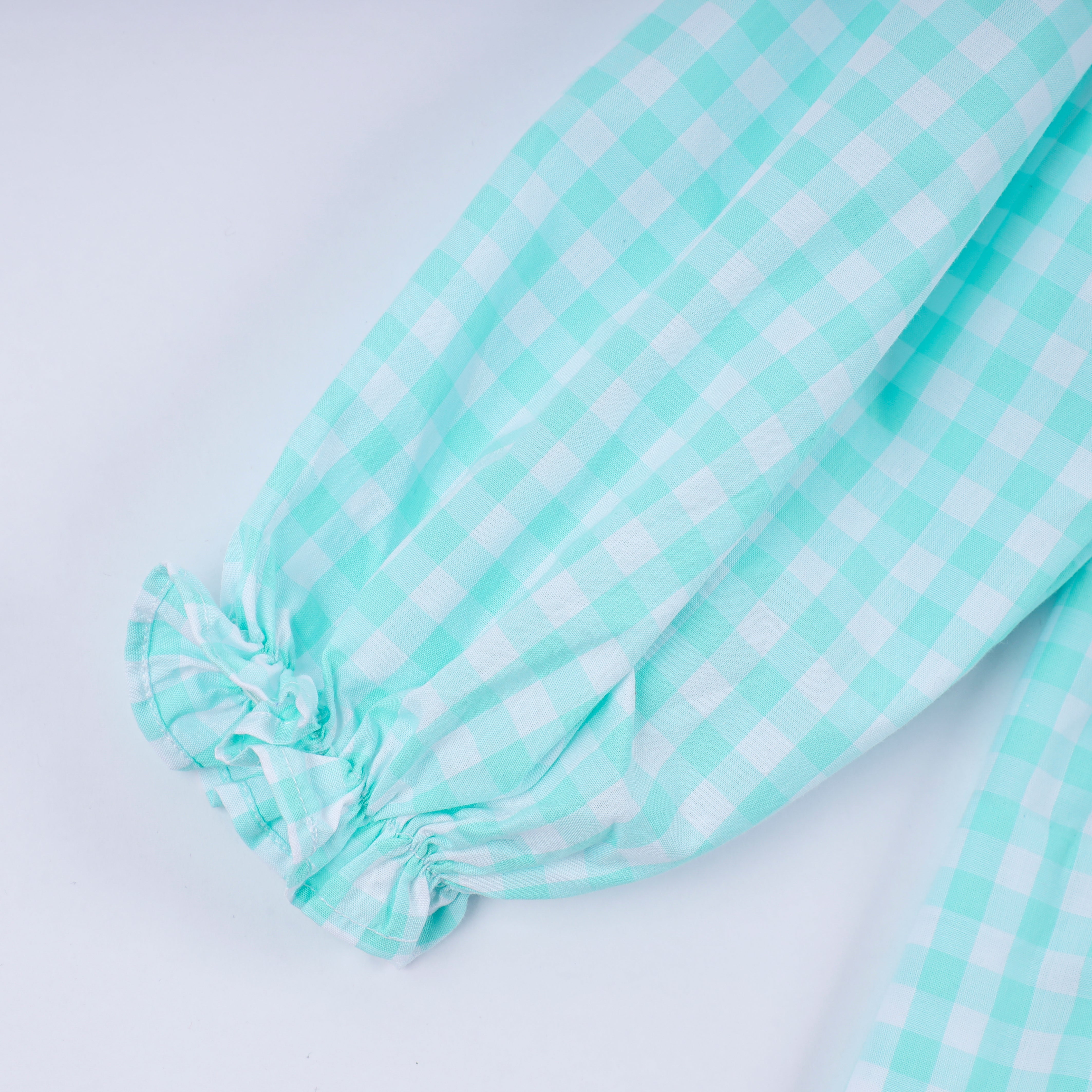 Mint christmas nutcracker hand smocked gingham ruffle pants set - Aaria Tees Aaria Tees