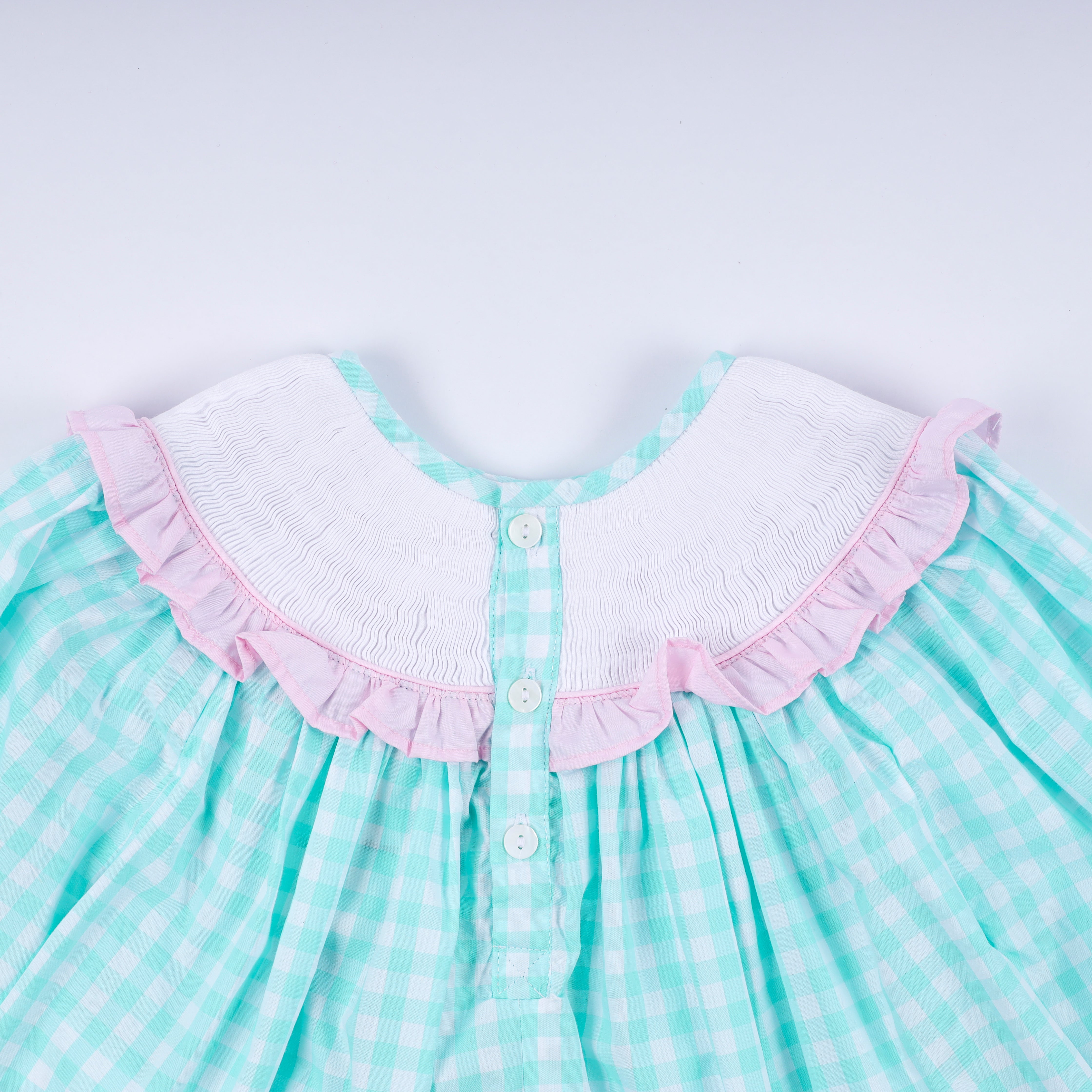 Mint christmas nutcracker hand smocked gingham ruffle pants set - Aaria Tees Aaria Tees