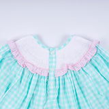 Mint christmas nutcracker hand smocked gingham ruffle pants set - Aaria Tees Aaria Tees