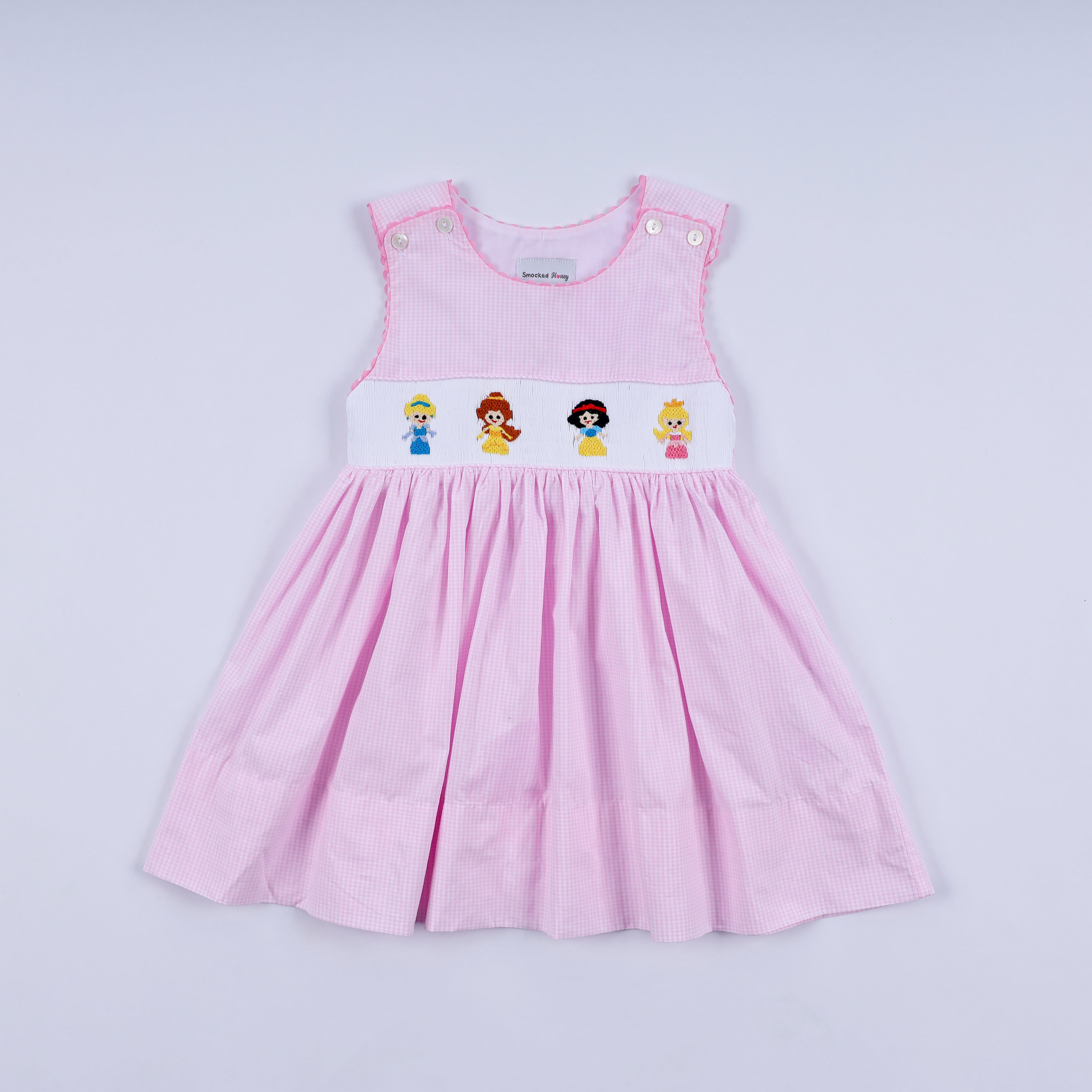 Pink princess hand smocked plaid dress - Aaria Tees Aaria Tees