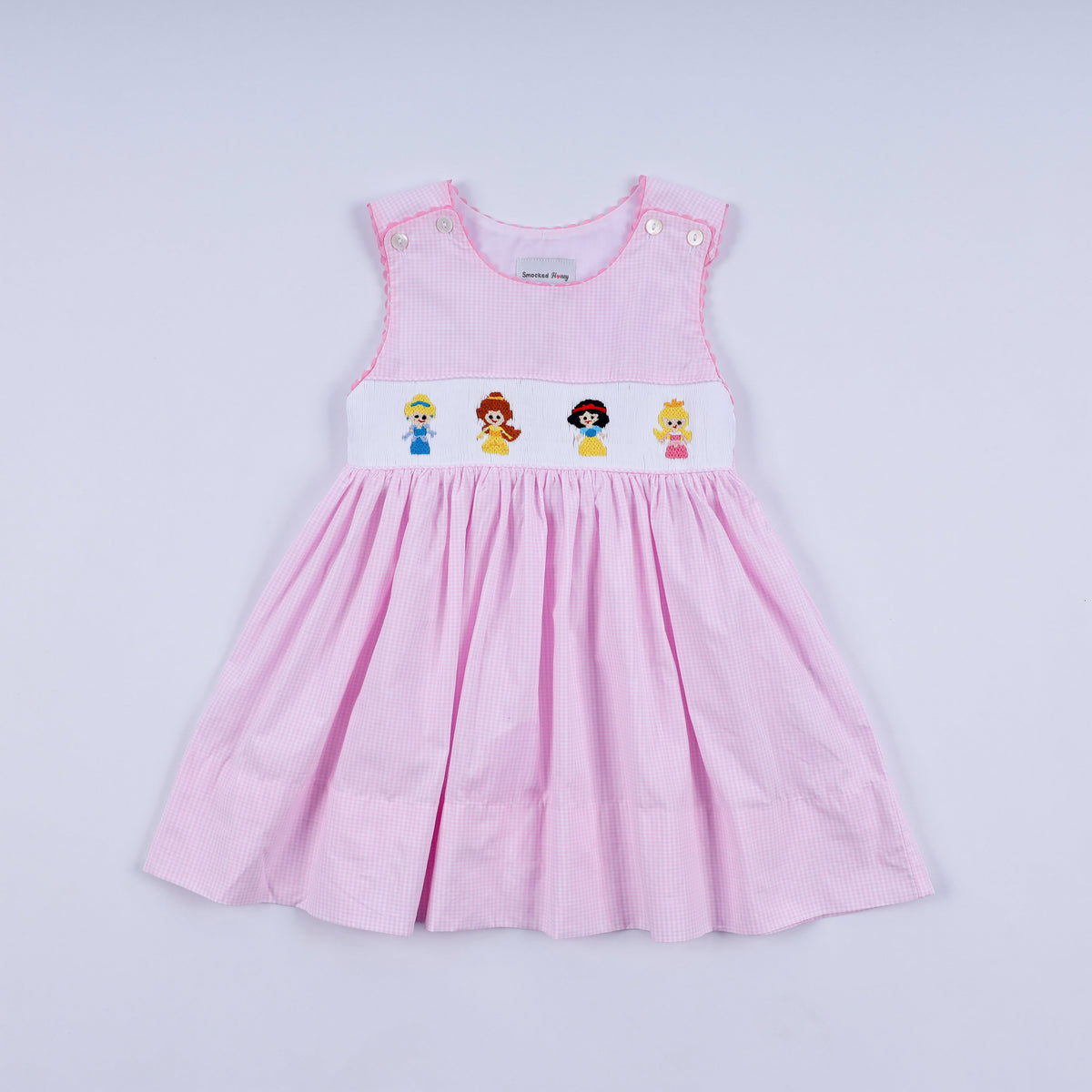 Pink princess hand smocked plaid dress - Aaria Tees