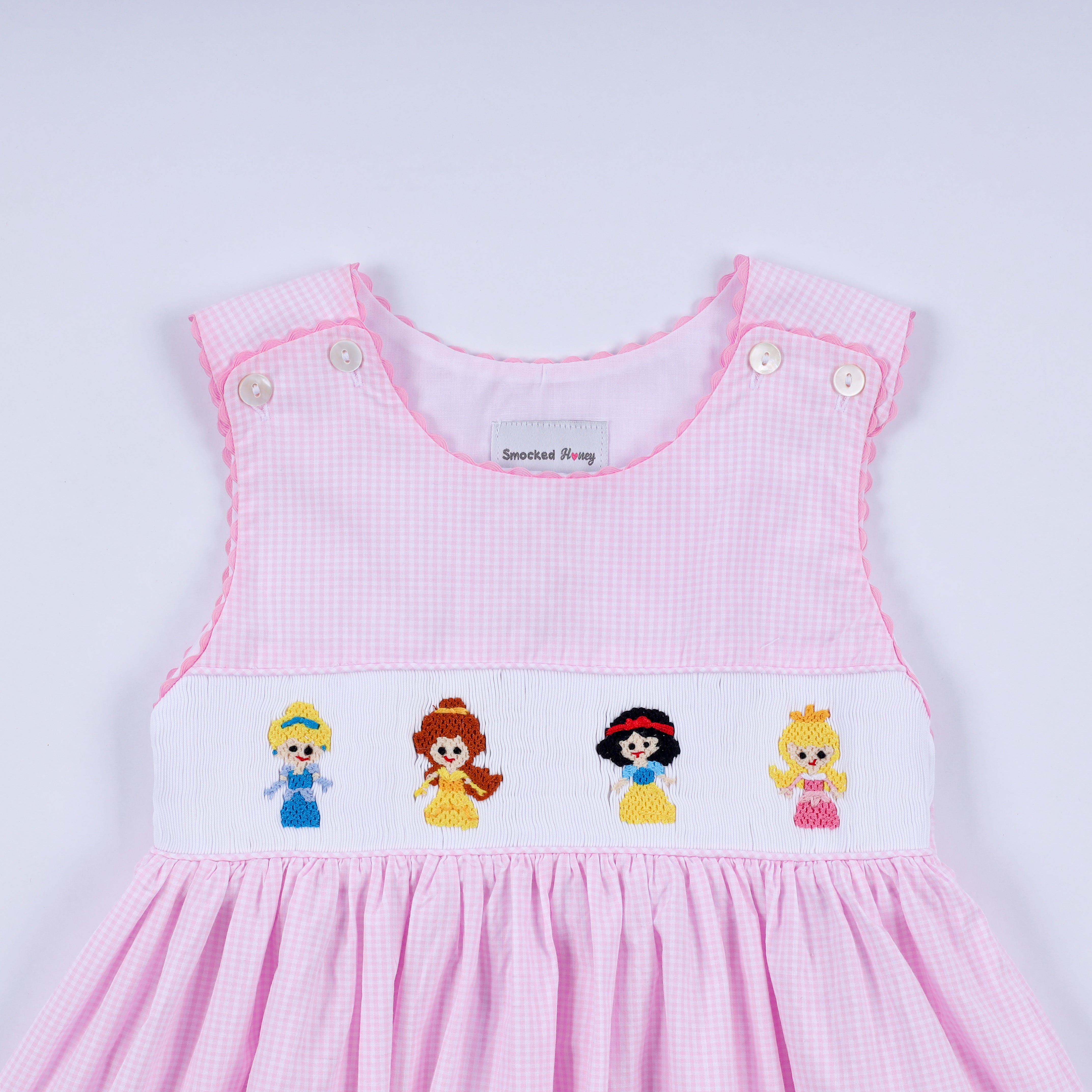 Pink princess hand smocked plaid dress - Aaria Tees Aaria Tees