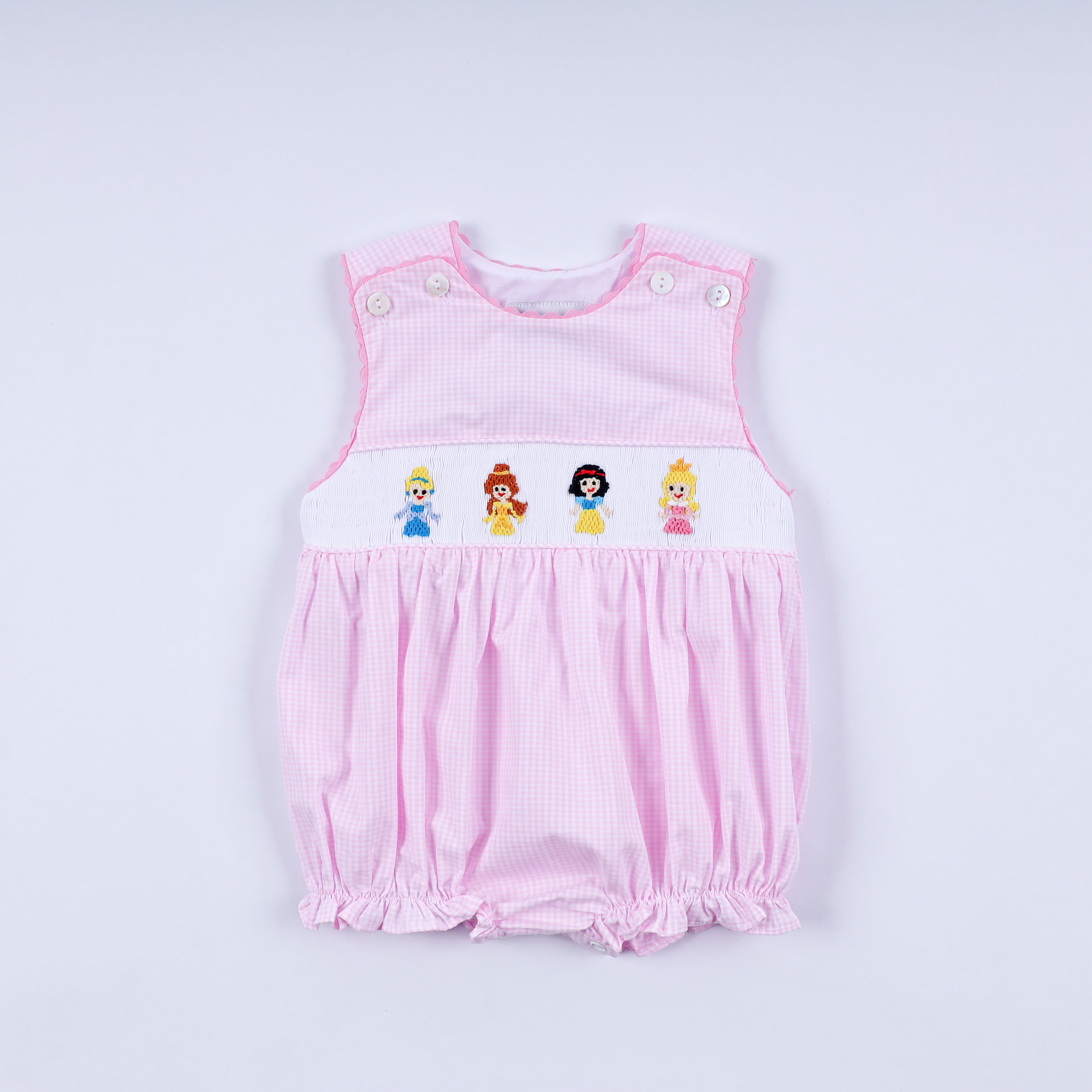 Pink princess hand smocked plaid bubble - Aaria Tees Aaria Tees