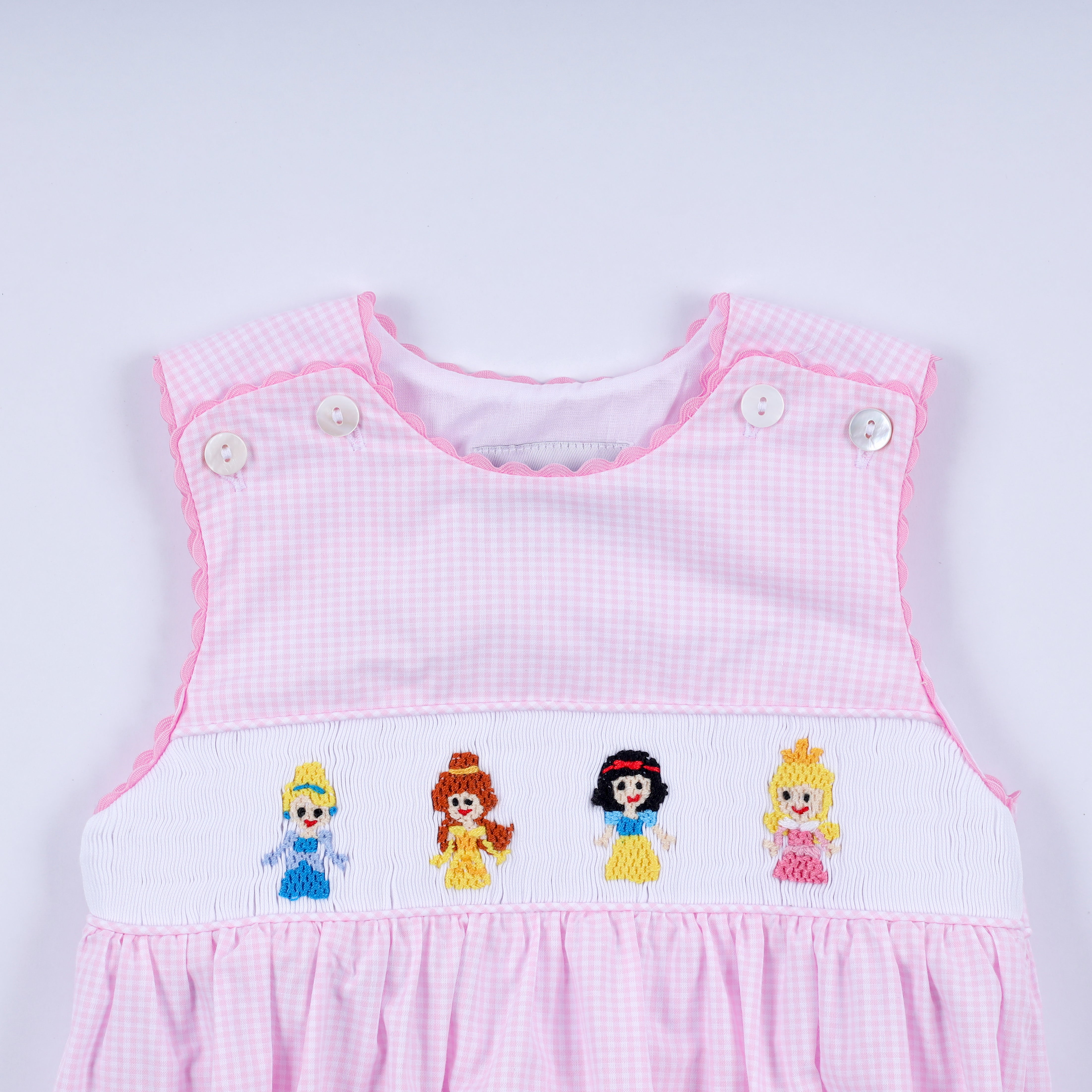Pink princess hand smocked plaid bubble - Aaria Tees Aaria Tees