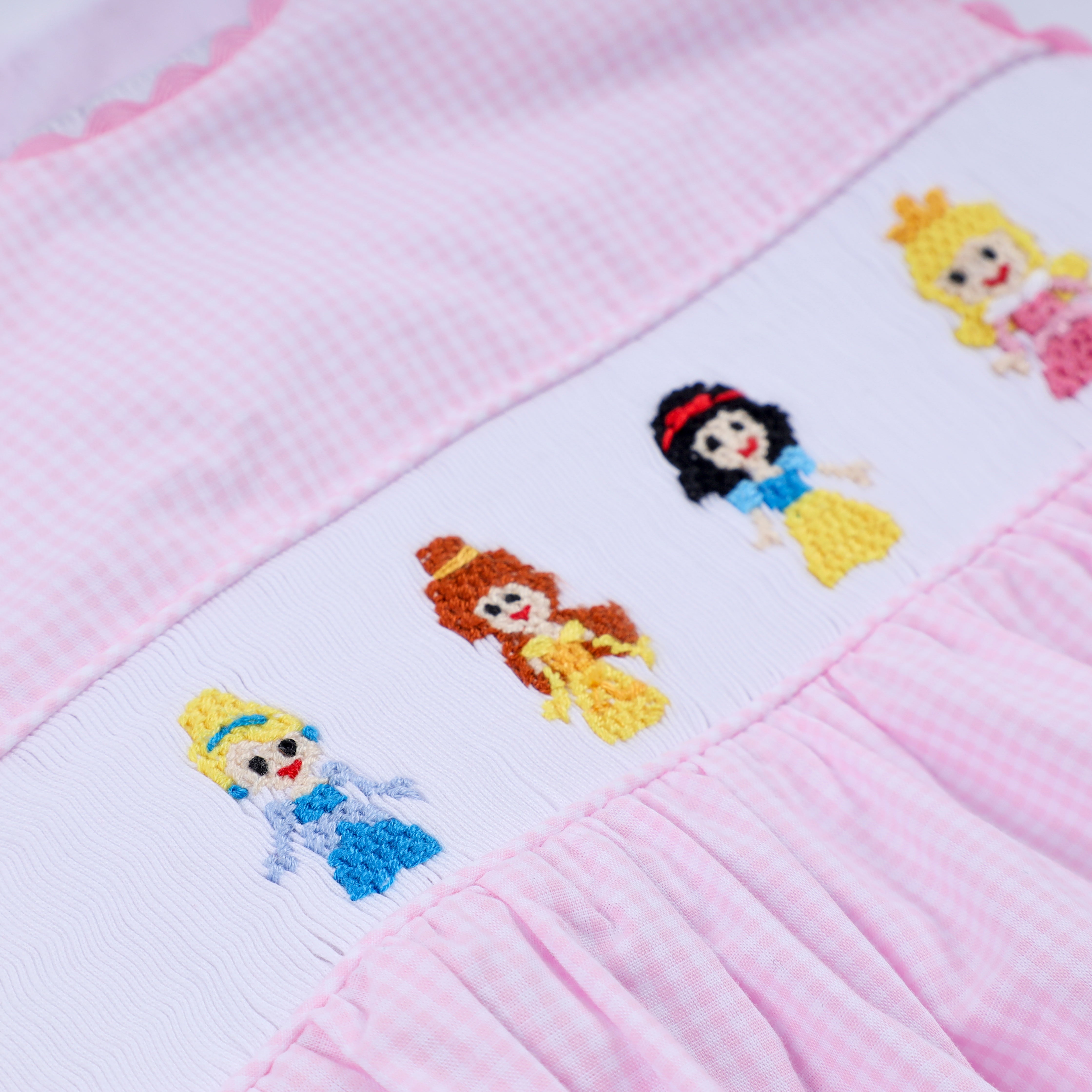 Pink princess hand smocked plaid bubble - Aaria Tees Aaria Tees