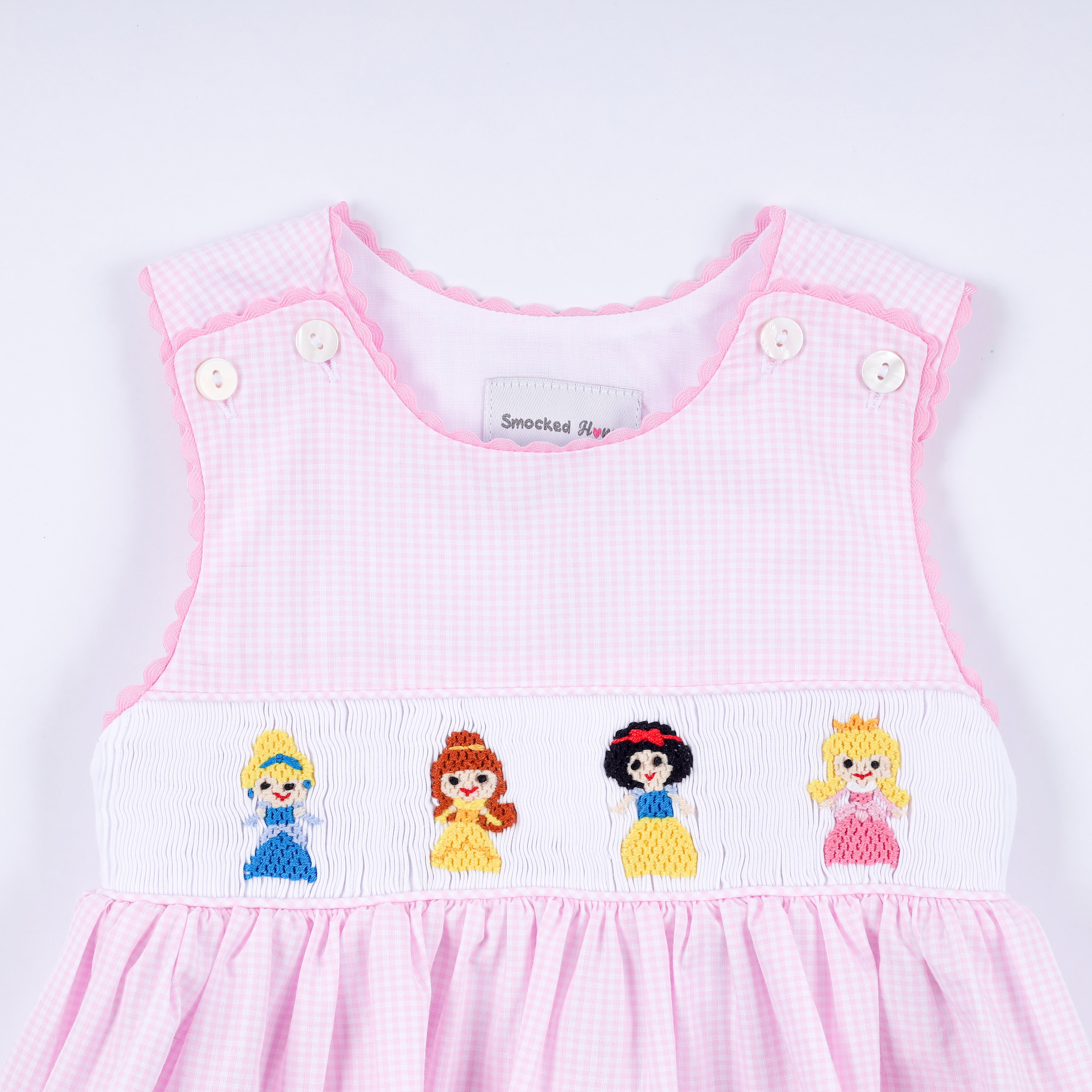 Pink princess hand smocked plaid bloomer set - Aaria Tees Aaria Tees