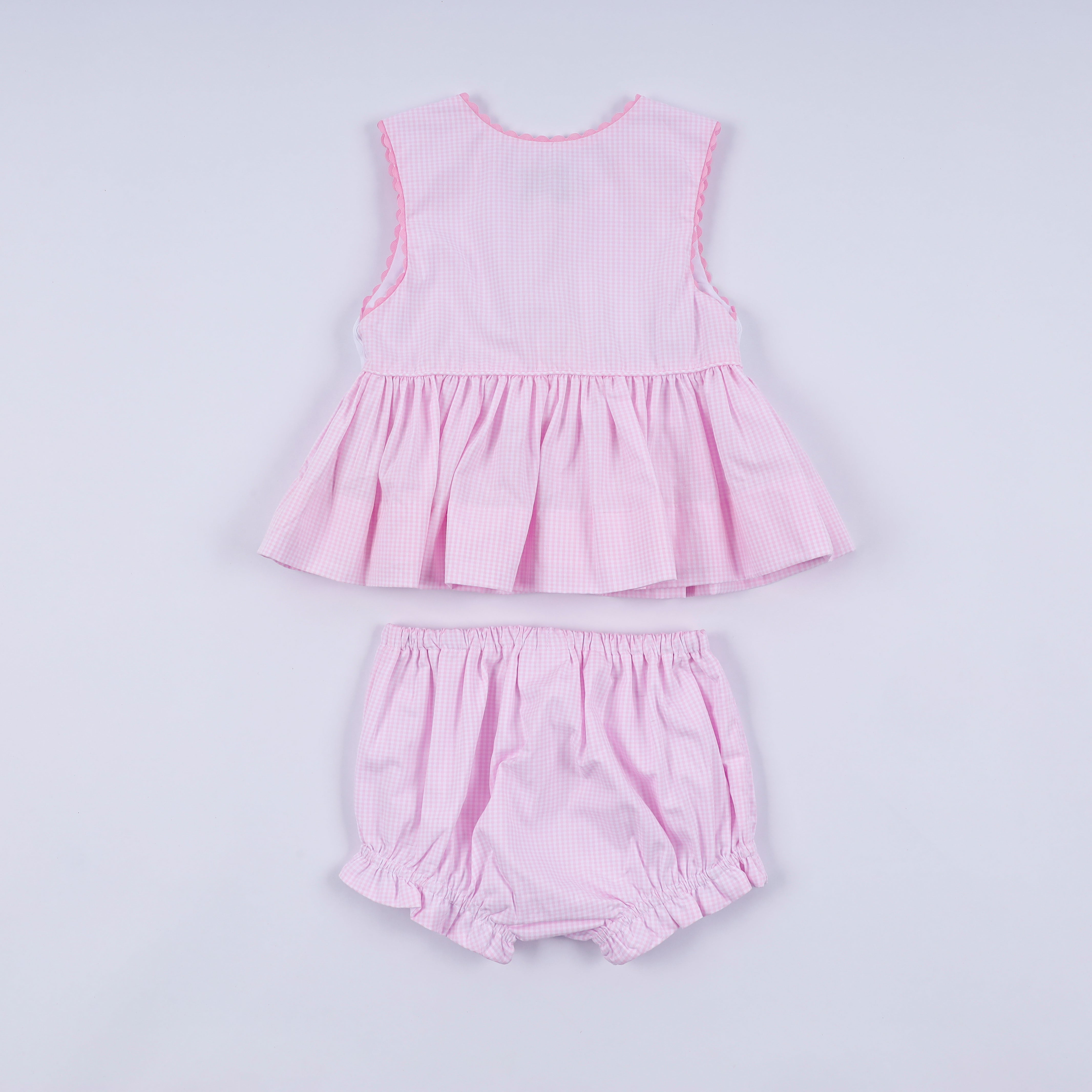 Pink princess hand smocked plaid bloomer set - Aaria Tees Aaria Tees