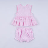 Pink princess hand smocked plaid bloomer set - Aaria Tees Aaria Tees