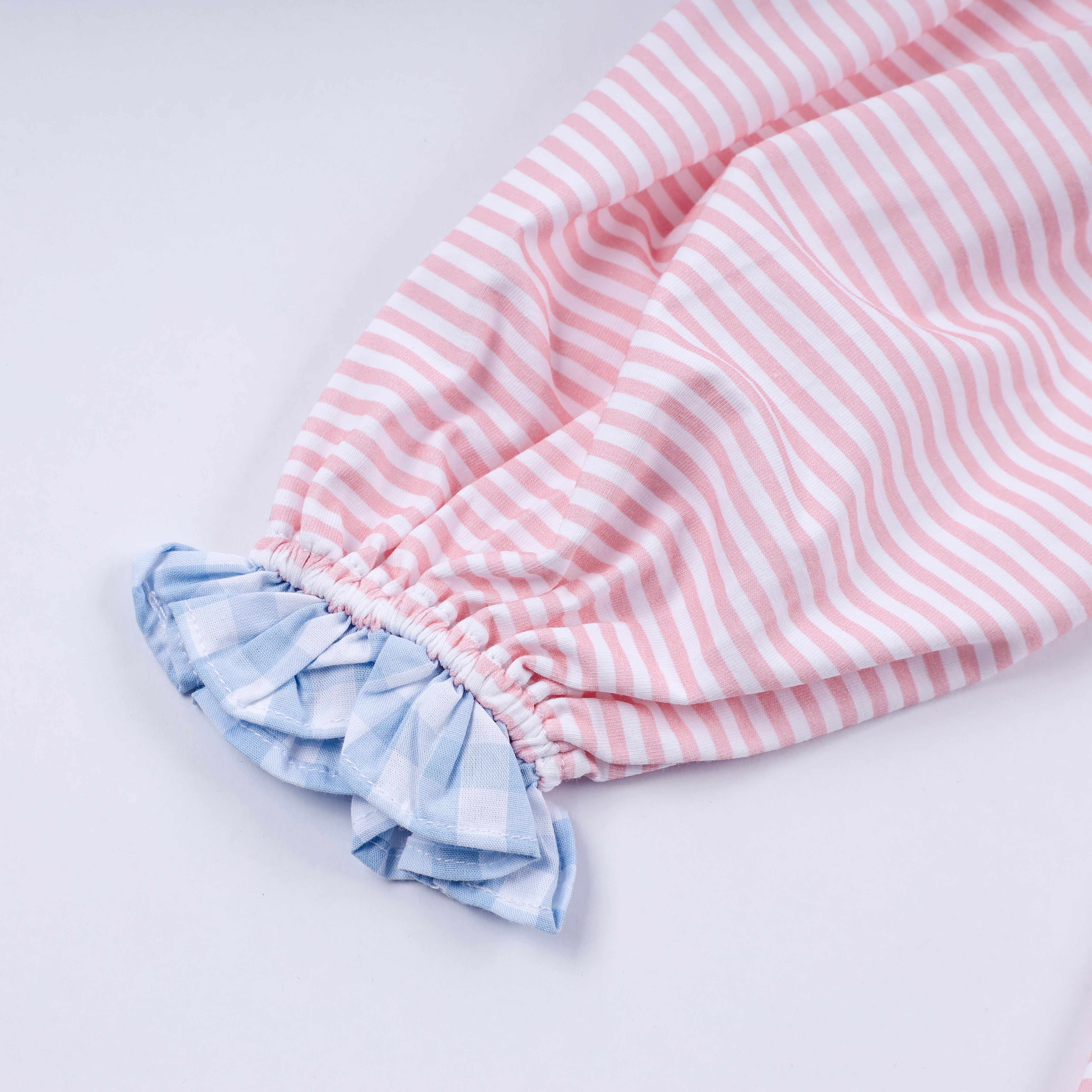 Pink candy cane bow hand smocked ruffle dress - Aaria Tees Aaria Tees