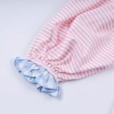 Pink candy cane bow hand smocked ruffle dress - Aaria Tees Aaria Tees