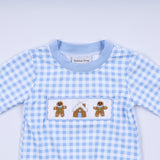 Blue gingerbread hand smocked gingham romper - Aaria Tees Aaria Tees