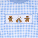 Blue gingerbread hand smocked gingham romper - Aaria Tees Aaria Tees