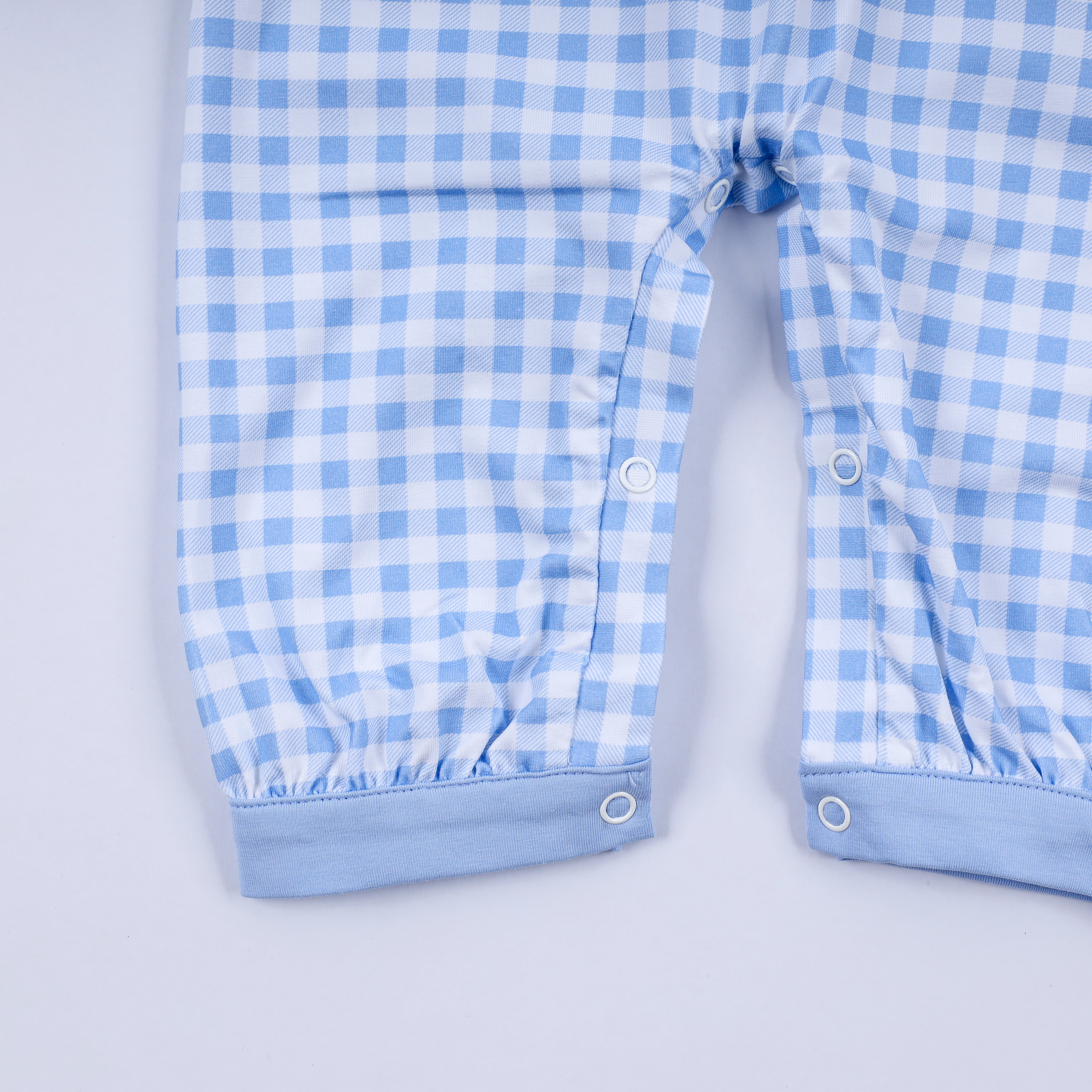 Blue gingerbread hand smocked gingham romper - Aaria Tees Aaria Tees