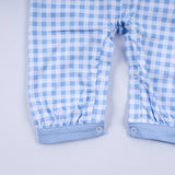 Blue gingerbread hand smocked gingham romper - Aaria Tees Aaria Tees