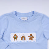 Blue gingerbread hand smocked gingham pants set - Aaria Tees Aaria Tees