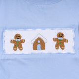 Blue gingerbread hand smocked gingham pants set - Aaria Tees Aaria Tees