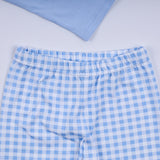 Blue gingerbread hand smocked gingham pants set - Aaria Tees Aaria Tees