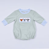 Sage cow hand smocked bubble - Aaria Tees Aaria Tees