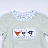 Sage cow hand smocked bubble - Aaria Tees Aaria Tees