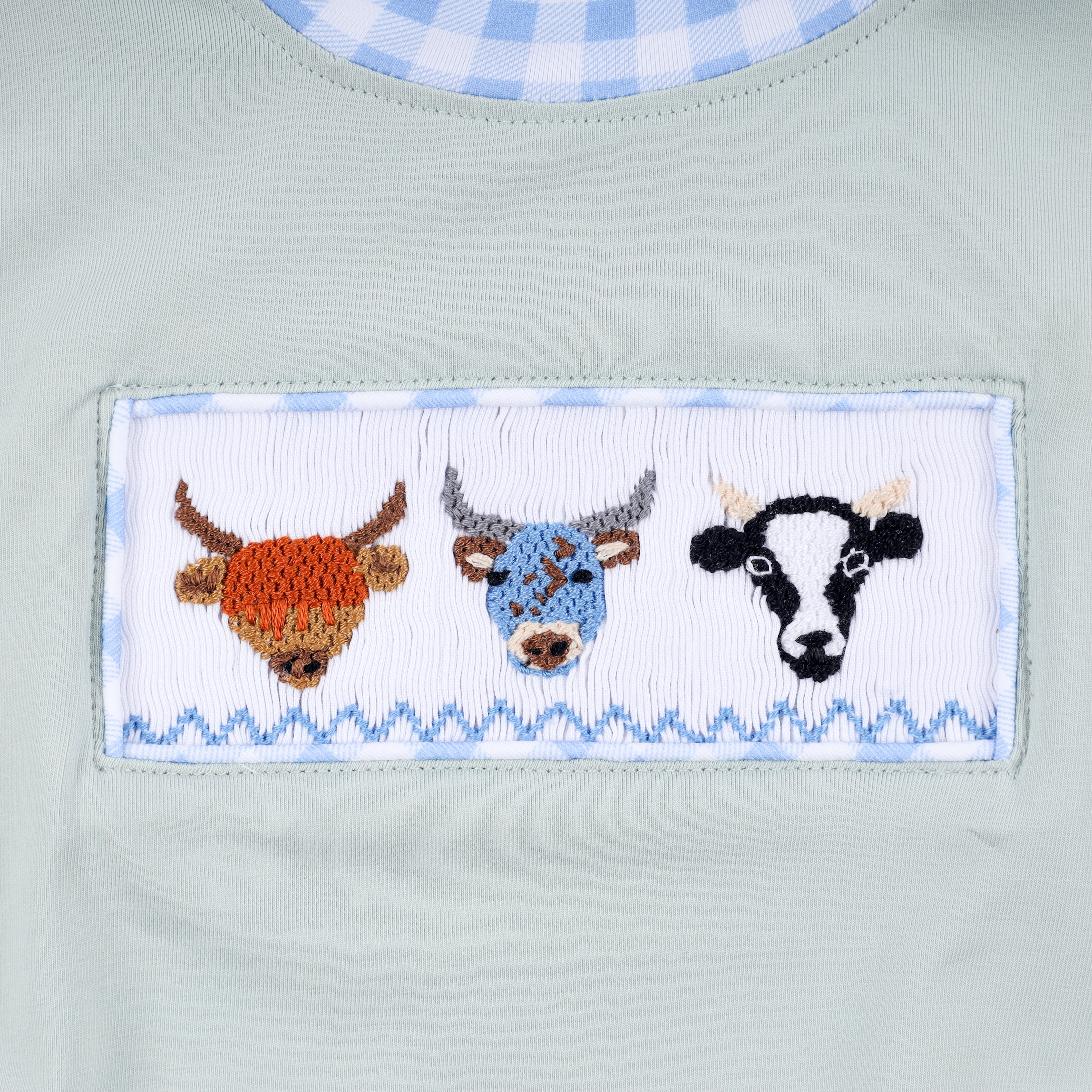 Sage cow hand smocked bubble - Aaria Tees Aaria Tees