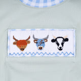 Sage cow hand smocked bubble - Aaria Tees Aaria Tees