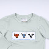 Sage cow hand smocked gingham pants set - Aaria Tees Aaria Tees