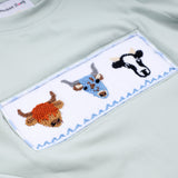 Sage cow hand smocked gingham pants set - Aaria Tees Aaria Tees