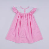 Pink character hand smocked dot ruffle dress - Aaria Tees Aaria Tees