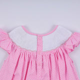 Pink character hand smocked dot ruffle dress - Aaria Tees Aaria Tees