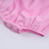 Pink character hand smocked dot ruffle bubble - Aaria Tees Aaria Tees