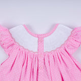 Pink character hand smocked dot ruffle bloomer set - Aaria Tees Aaria Tees
