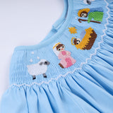 Blue nativity hand smocked dress - Aaria Tees Aaria Tees