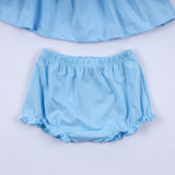 Blue nativity hand smocked bloomer set Aaria Tees