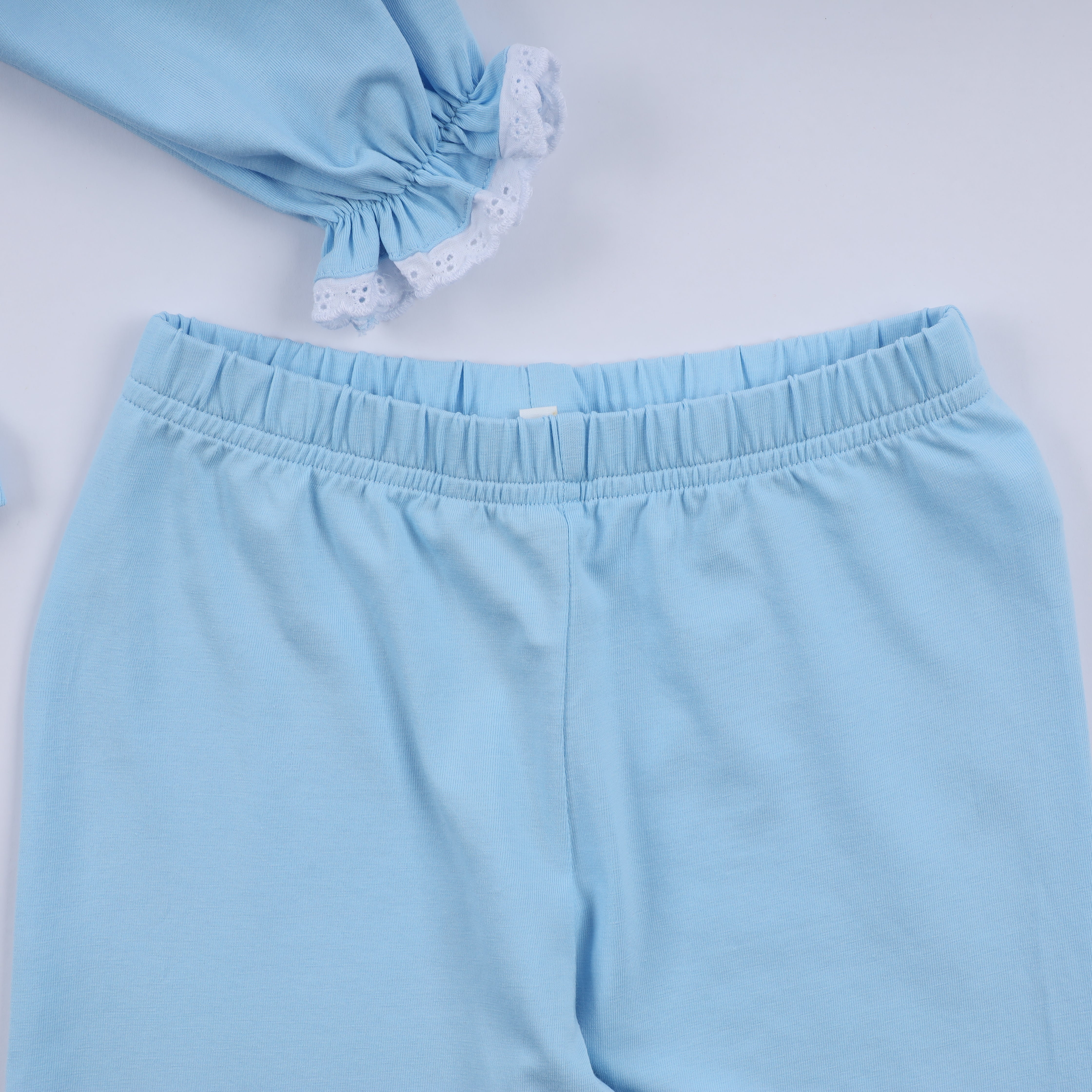 Blue nativity hand smocked ruffle pants set - Aaria Tees Aaria Tees