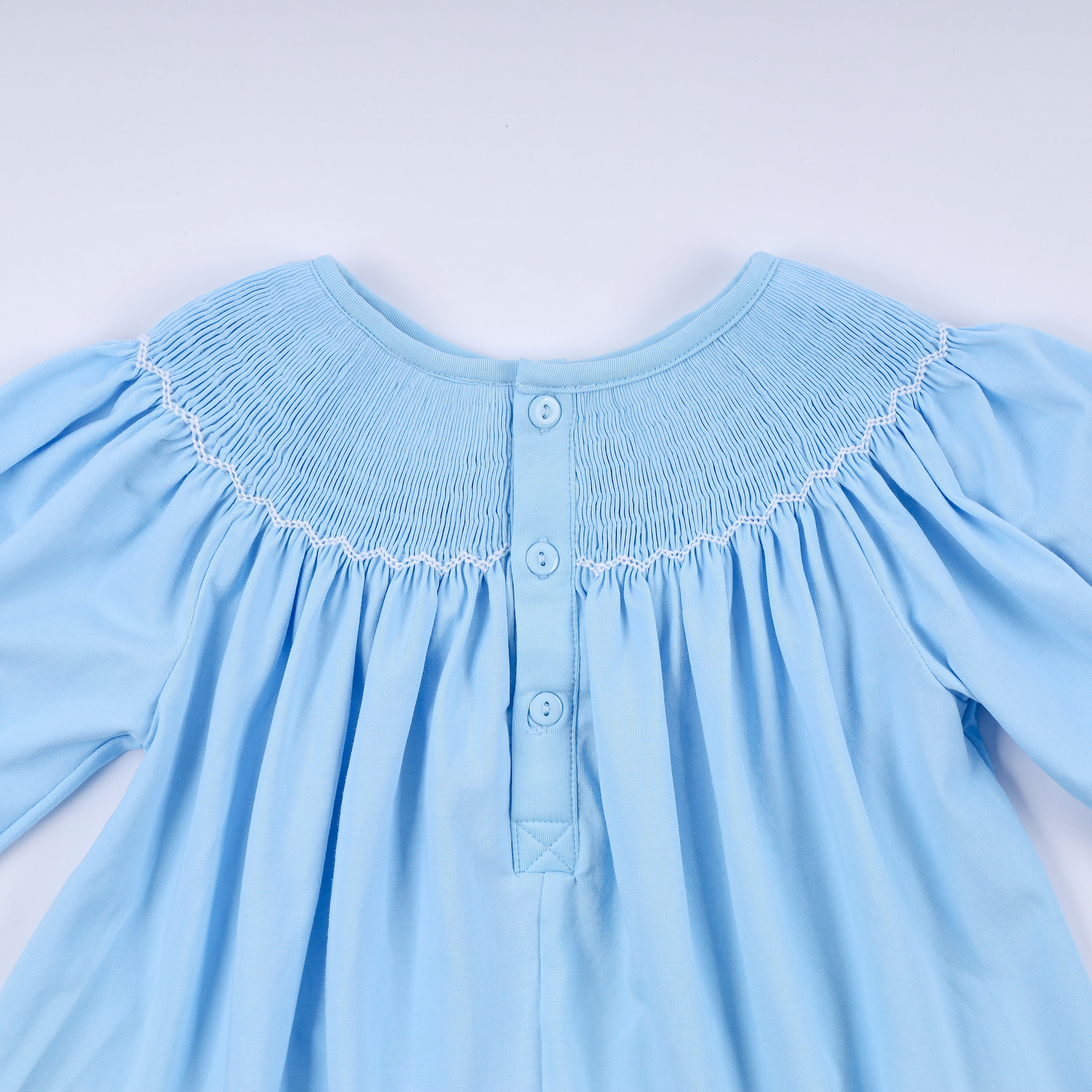 Blue nativity hand smocked ruffle pants set - Aaria Tees Aaria Tees