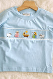 Blue nativity hand smocked pants set - Aaria Tees Aaria Tees