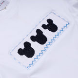 Blue character hand smocked gingham shorts set - Aaria Tees Aaria Tees