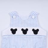 Blue character hand smocked gingham bubble - Aaria Tees Aaria Tees