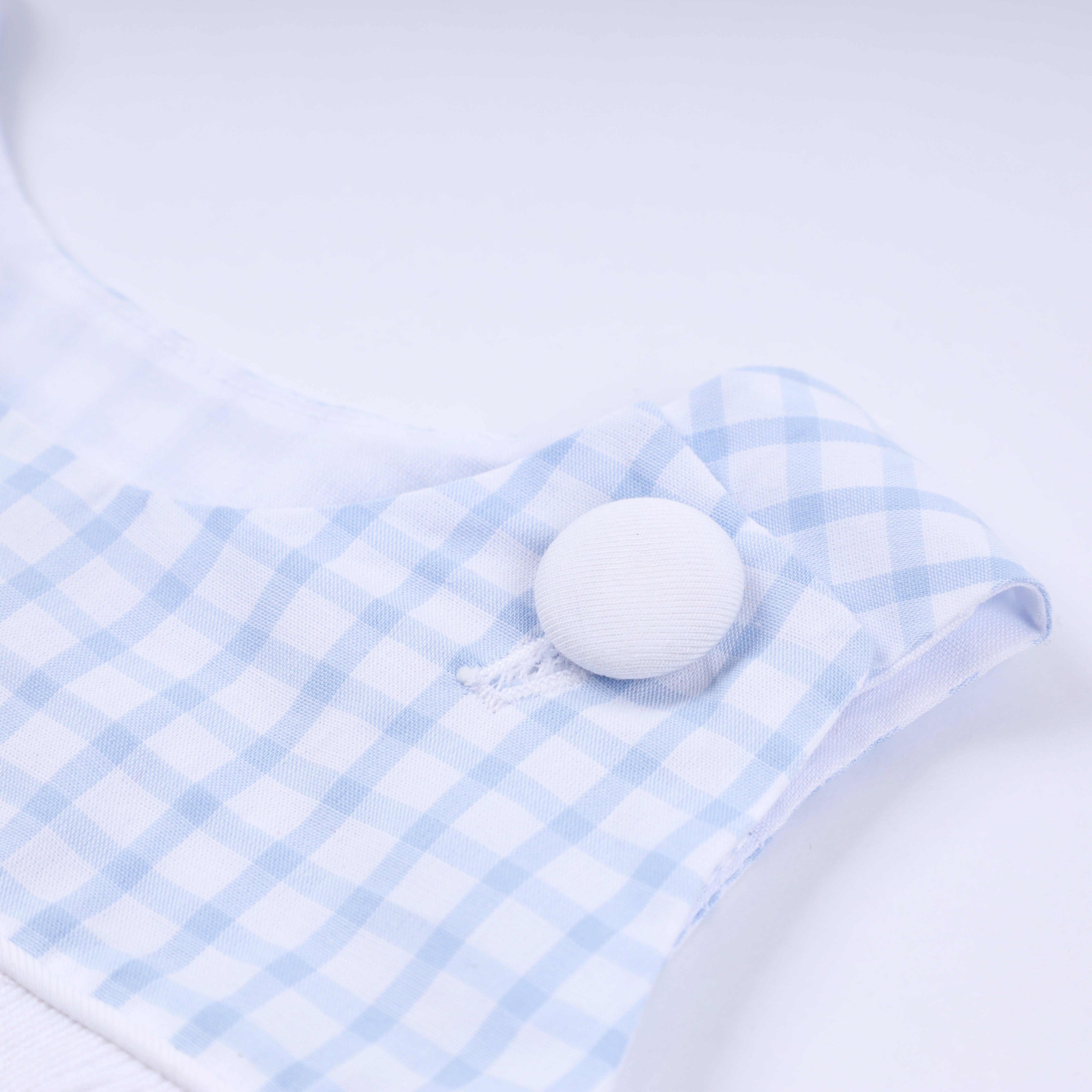 Blue character hand smocked gingham bubble - Aaria Tees Aaria Tees