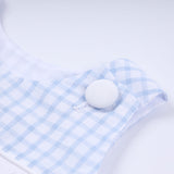 Blue character hand smocked gingham bubble - Aaria Tees Aaria Tees