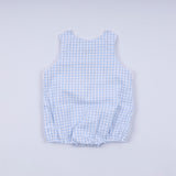 Blue character hand smocked gingham bubble - Aaria Tees Aaria Tees