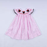 Red character hand smocked plaid ruffle dress - Aaria Tees Aaria Tees
