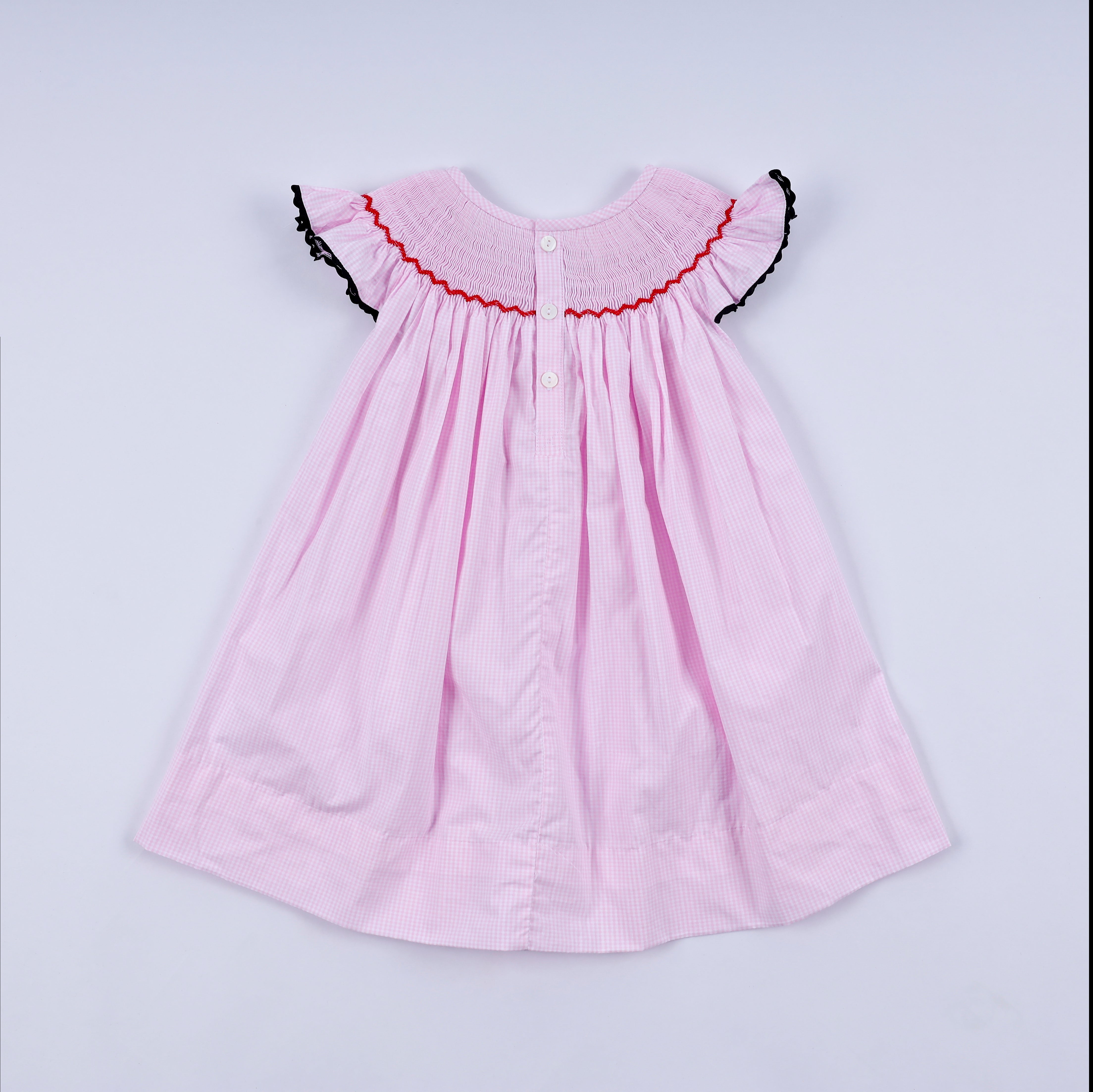 Red character hand smocked plaid ruffle dress - Aaria Tees Aaria Tees
