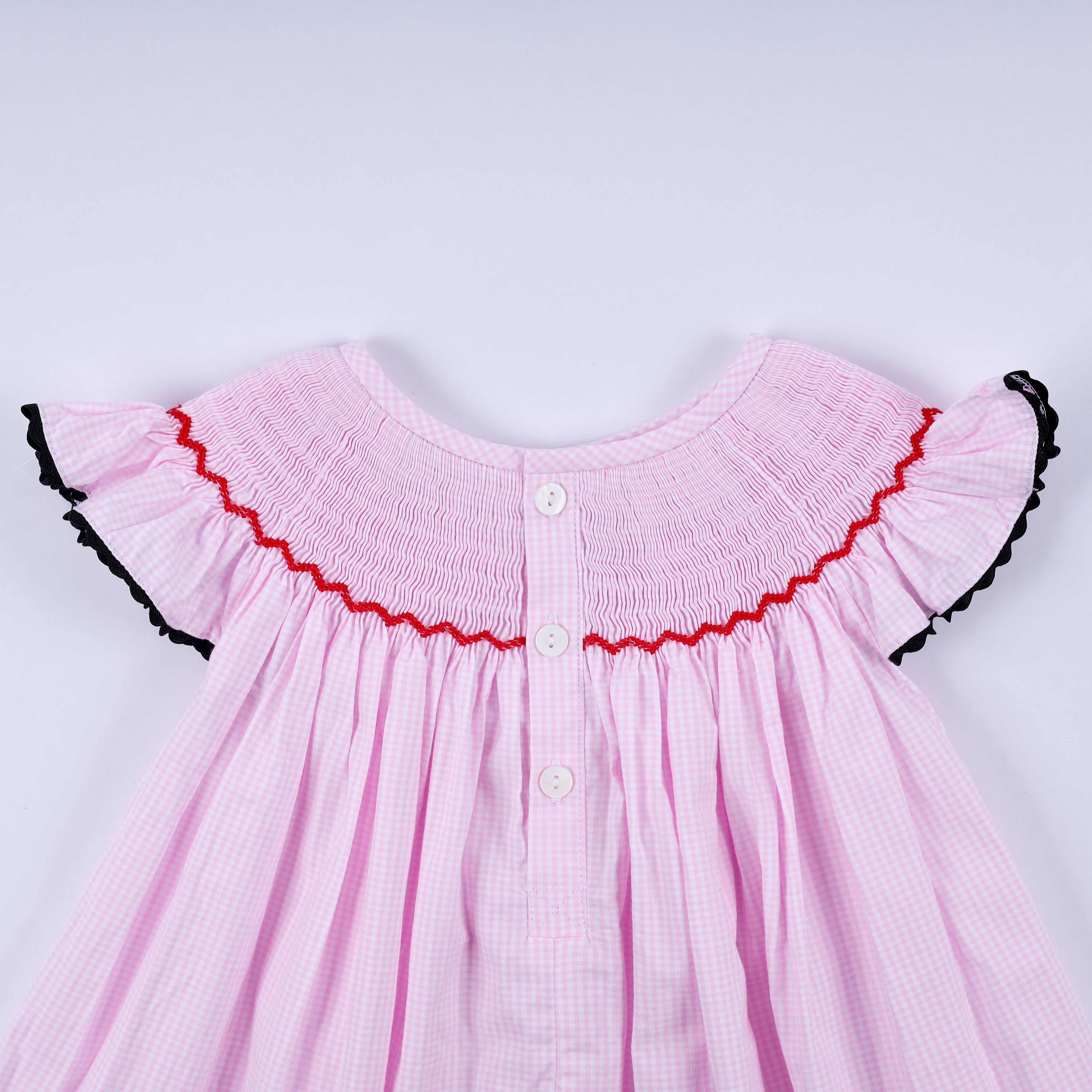 Red character hand smocked plaid ruffle dress - Aaria Tees Aaria Tees