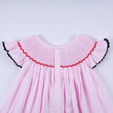 Red character hand smocked plaid ruffle dress - Aaria Tees Aaria Tees